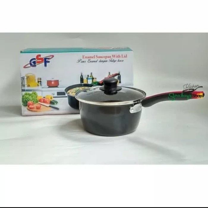 Wajan Enamel Saucepan With Lid Tutup Kaca GSF -4020