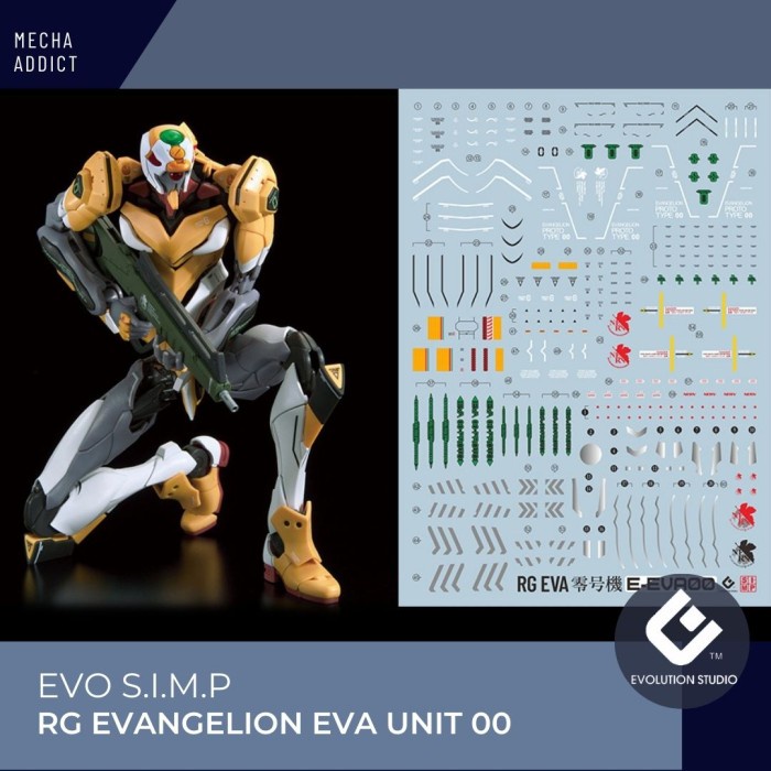 Water Slide Decal RG EVANGELION EVA UNIT 00 by EVO SIMP - Fluorescent