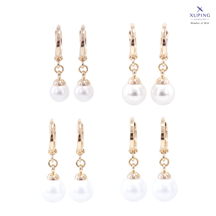 Xuping Anting Panjang Emas Fashion Motif Mutiara