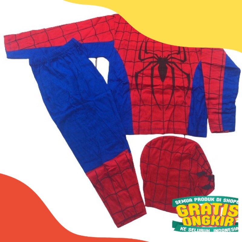 Baju KOSTUM SPIDERMAN ANAK anak /setelan kostum spiderman anak/ Black white