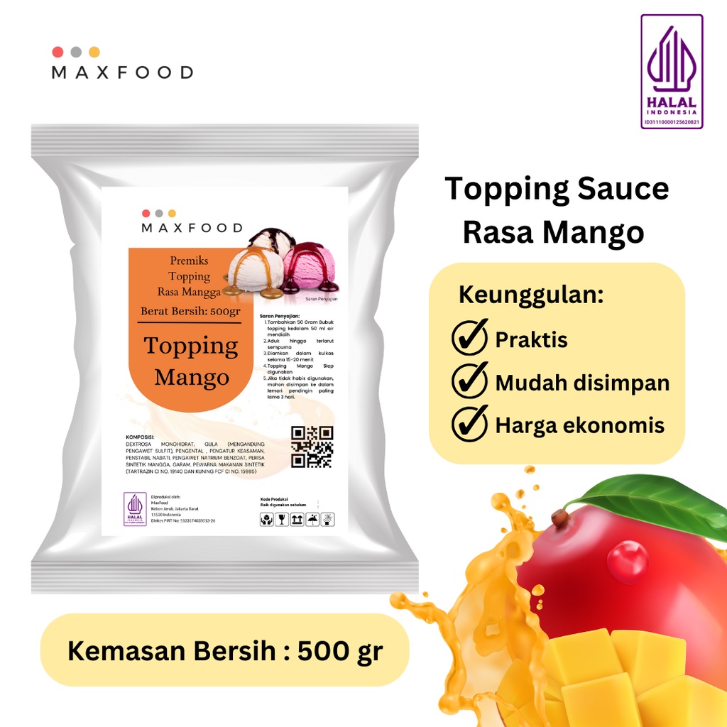 

Topping Sauce Mango / Bubuk Saus Rasa Mangga 500 GR