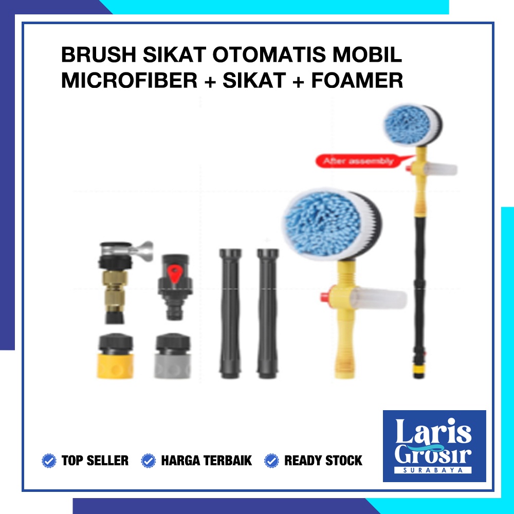 intan.pershop - Sikat Microfiber Cuci Mobil Otomatis + Gagang - Shampo Mobil Grosir Surabaya