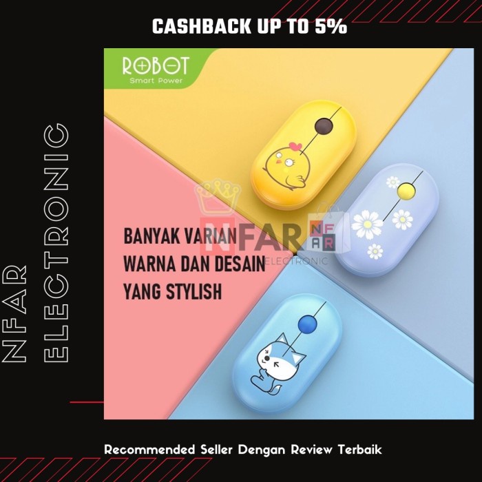 Mouse Wireless Silent Click Robot M230 Mouse Lucu Unik Karakter Kartun