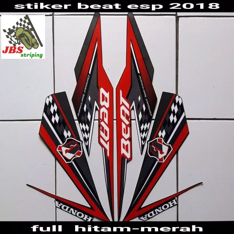 striping beat stiker beat honda beat new esp cw fi 2018 full hitam merah lis body beat