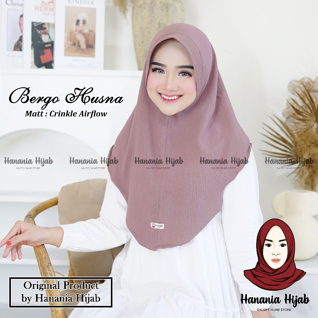 Jilbab Instan Husna Bergo Crinkle Pad Antem Bergo Daily