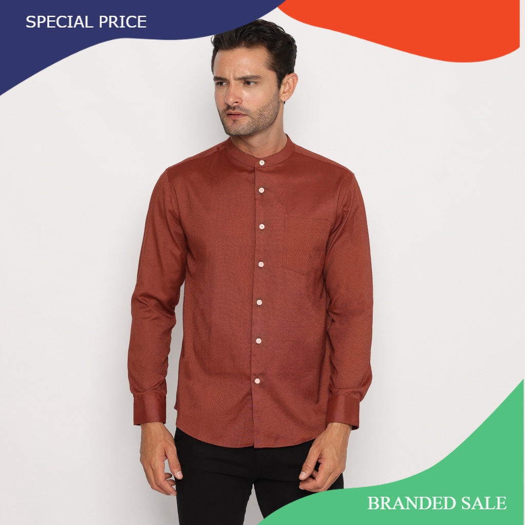 Platini Kemeja Pria Koko Shanghai Lengan Panjang 22030 - Merah Bata