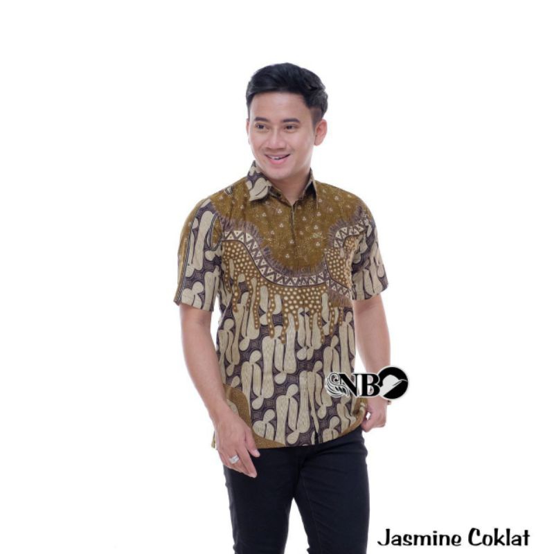 Afkar Batik katun prima New Arival Batik Atasan Pria Kemeja Batik Lengan Pendek Katun
