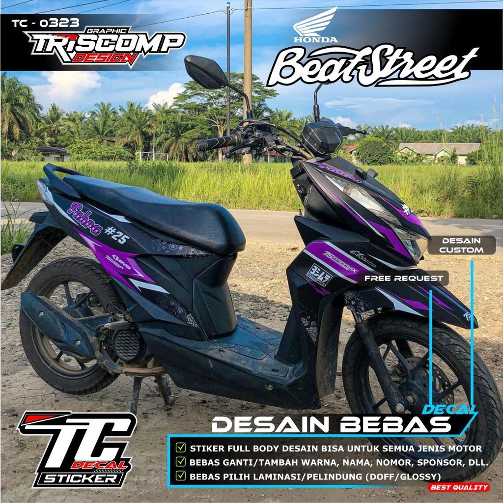 (Bisa Request) Decal Sticker Beat Street New Fullbody Desain Warna motif Ungu Bisa Request Tulisan d