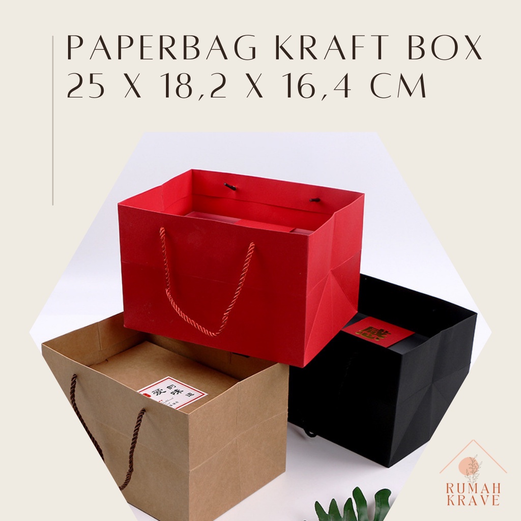 

RUMAH KRAVE - Paperbag Kraft Box Tas Kantong Goodie Bag Kue Kotak