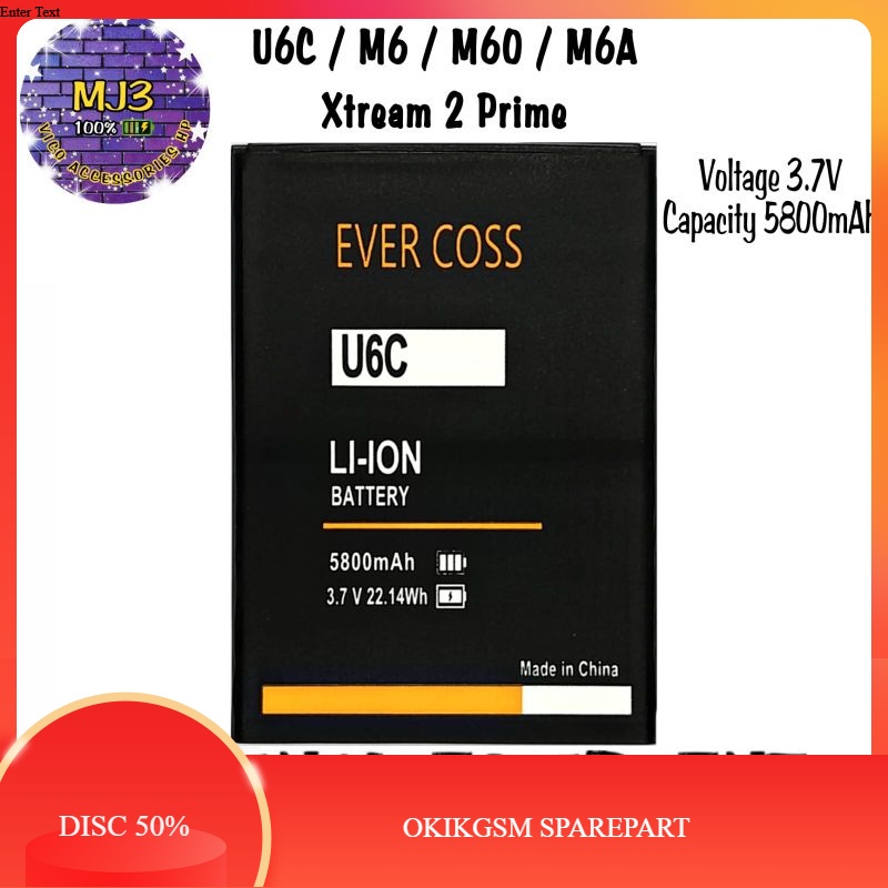 Original Baterai Evercoss U6C Extream 2 battery batre bat