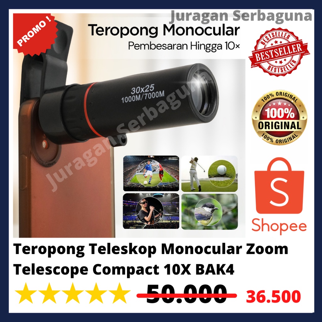 Teropong Teleskop Monocular Zoom Telescope Compact 10X BAK4
