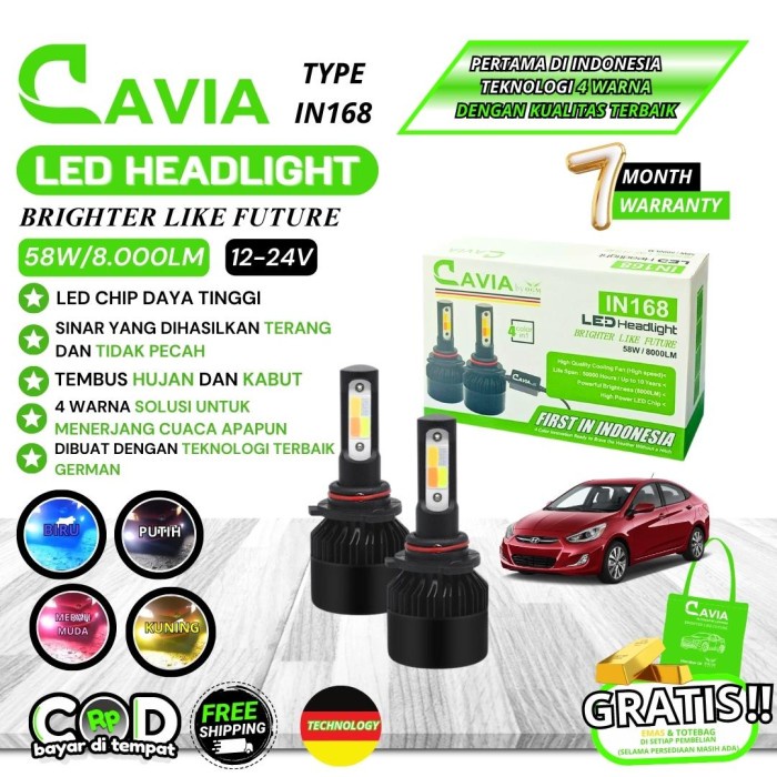 CAVIA-LAMPU LED 4 WARNA HYUNDAI ACCENT TERANG TEMBUS KABUT&HUJAN
