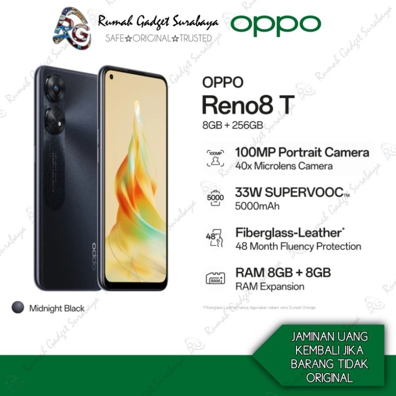 OPPO Reno 8T 4G 8GB/256GB Bergaransi Resmi Oppo Indonesia