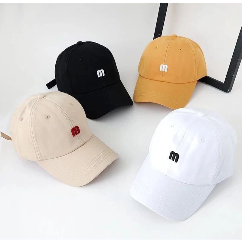 Topi Baseball Bordir Huruf M / Topi Logo M Pria Wanita Kekinian