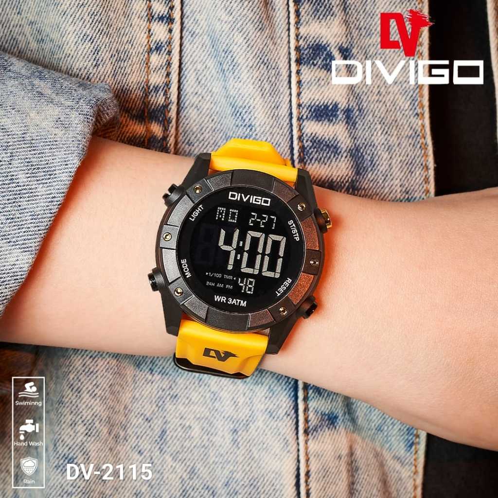 Jam tangan Pria/Wanita Original DIVIGO DV-2115 Digital Strap Rubber