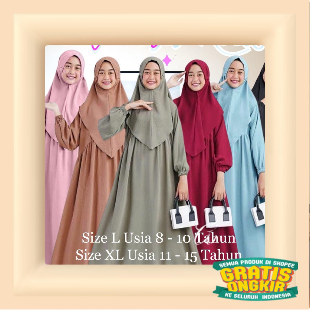 Baju Anak Tanggung Remaja Terbagus 2023 Kids Syar'i Anak Tanggung Remaja AMIRA SYAR'I Bahan Crinkle 