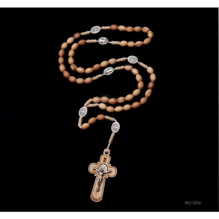 Rosario Kayu Salib Medali St. Benedict Italy Katolik Berkualitas