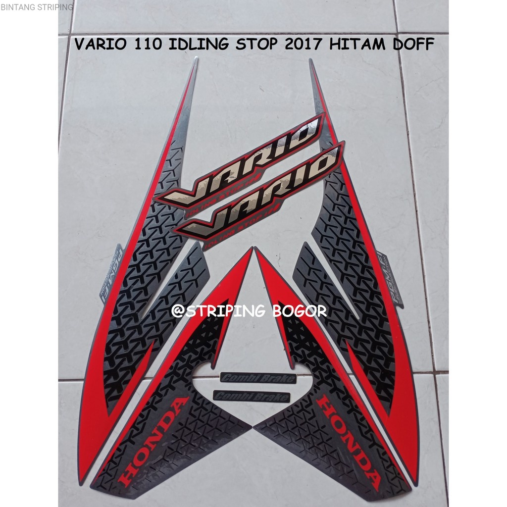 Sticker Striping Lis Motor Honda Vario 110 ISS 2017 Lis Warna Hitam Doff