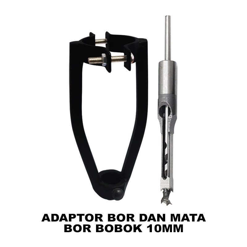 DUDUKAN BOR BOBOK KAYU +mata bor bobok 10mm Adaptor bor bobok kayu dengan mata bor bobok kayu 10mm p