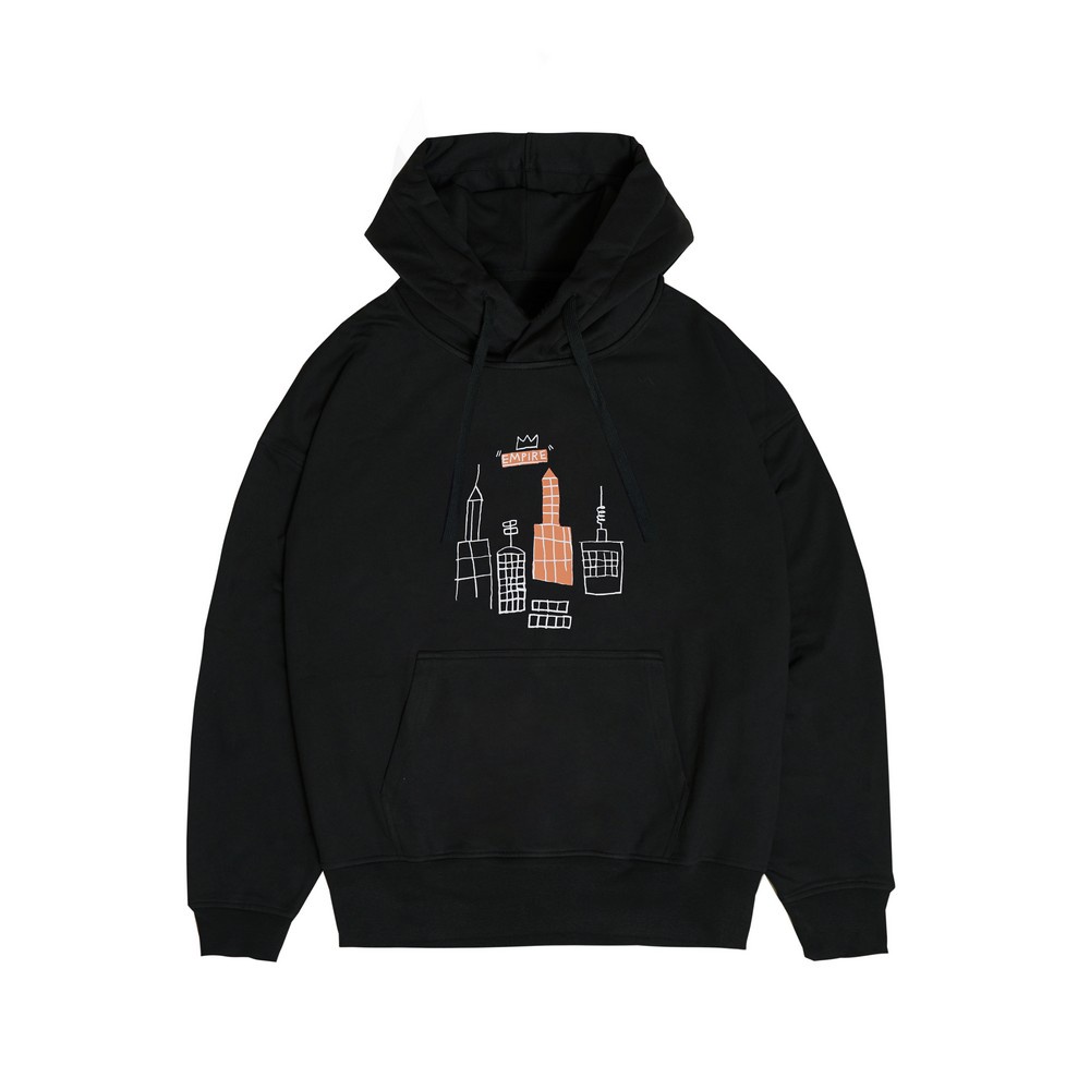 3Second x Basquiat Hoodie Sweater Katun Frenchterry Empire Hitam 070723