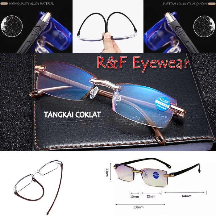 promo ✨ -KACAMATA BACA PLUS LENSA BLUERAY ANTIRADIASI UV PRIA NITA LENTUR NEW - Cokelat, +200