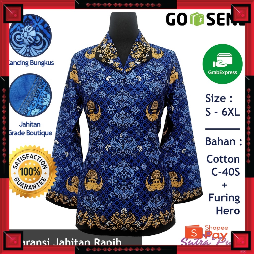 12.12 SERAGAM SALE / Sutra Putih - Seragam Batik PNS Wanita KORPRI - Badan Furing Hero