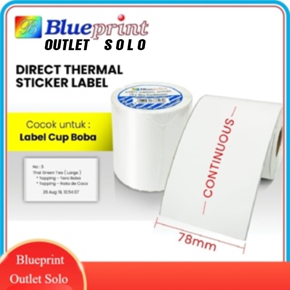 

Blueprint Direct Thermal Sticker Label Continuous 78 mm x 30meter Resi Online Shop Blueprint Outlet Solo