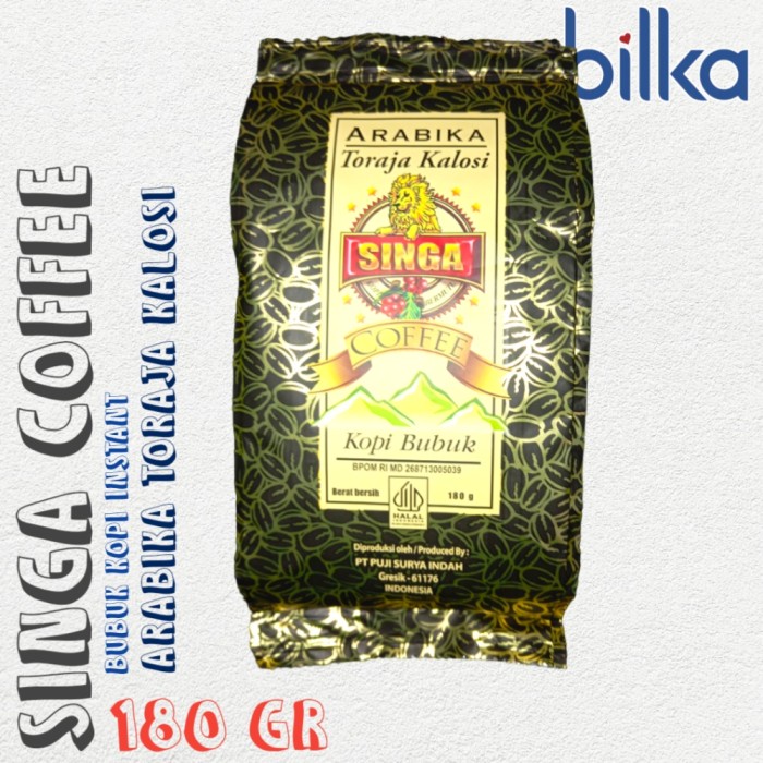 

KOPI BUBUK CAP SINGA ARABIKA TORAJA KALOSI 180 GRAM