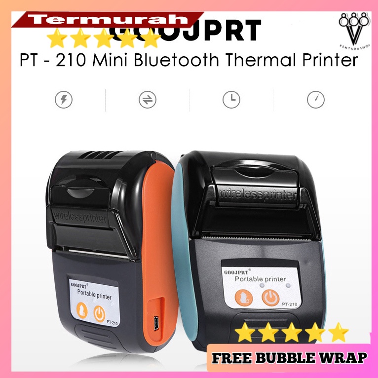 [VGS] Printer Thermal Printer Bluetooth Printer Hp Bluetooth Mini Thermal Receipt 57mm - PT-210 - Bl