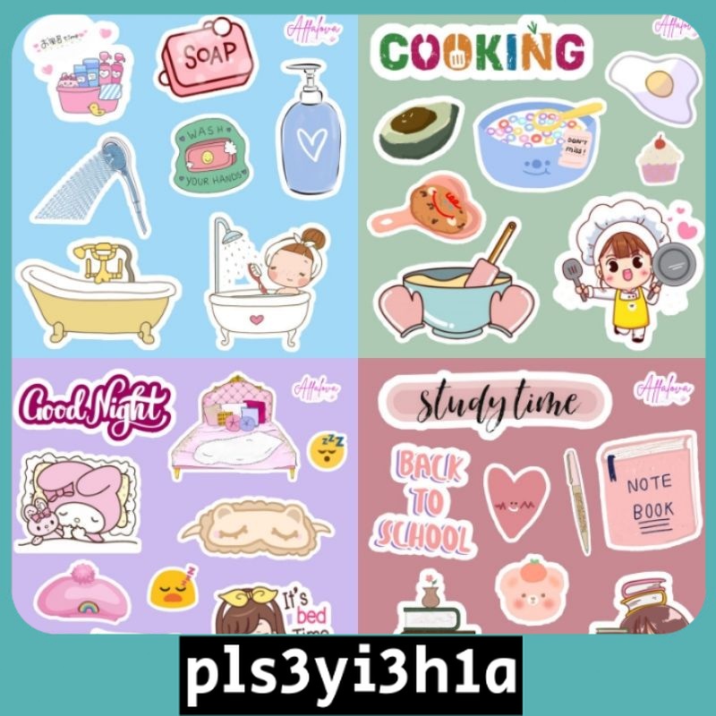 

STICKER MINI ISI 4 LEMBAR PACK DAILY LIFE LUCU LUCU IMUT IMUT