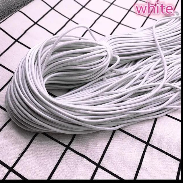 

promosi ( 100 Yard ) Tali Karet Elastis 2.5mm Bahan Kerajinan Tangan DIY - Putih