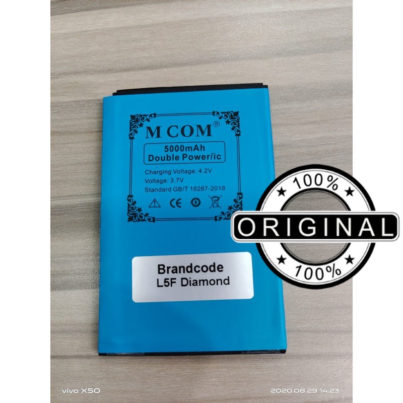 Battery Batre Baterai Double Power Mcom  Brancode Brand Code Brandcode L5F Diamond Kapasitas 5000 ma
