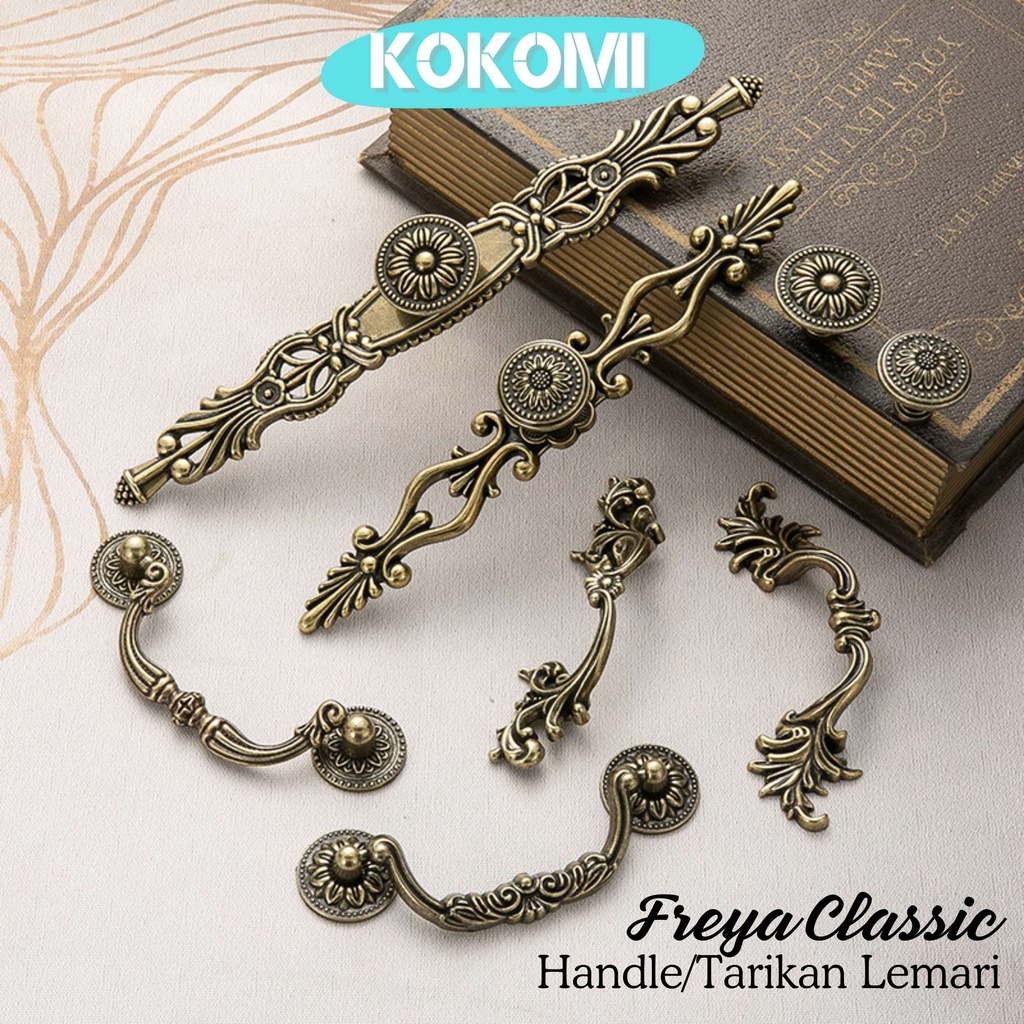 KOKOMI Tarikan Laci Lemari Vintage Freya Klasik Tarikan Antik Gagang Pintu Lemari Laci Vintage Antiq
