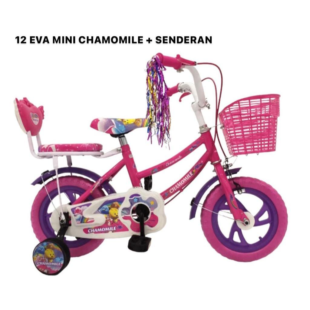 Sepeda Mini 12 INC EVA Chamomole Anak Perempuan / Sepeda Keranjang Anak Cewe Murah