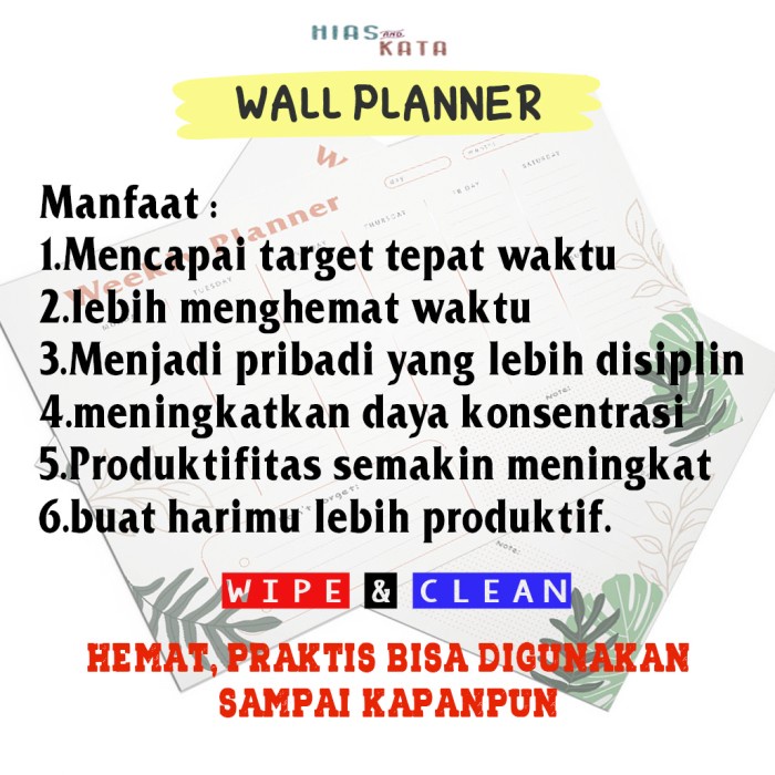 

magnet planner weekly planner magnetic aesthetic bonus spidol - 20x30cm