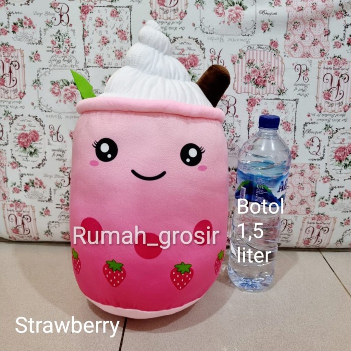 NE54 Boneka Boba Ice Cream Strawberry Brown Sugar Besar - ICE STRWBRY BSR