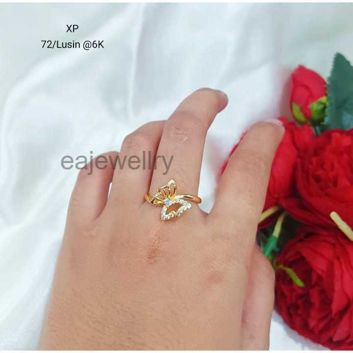 Perhiasan Cincin Wanita Gold Asli Berlapis Emas 24 Karat New 12