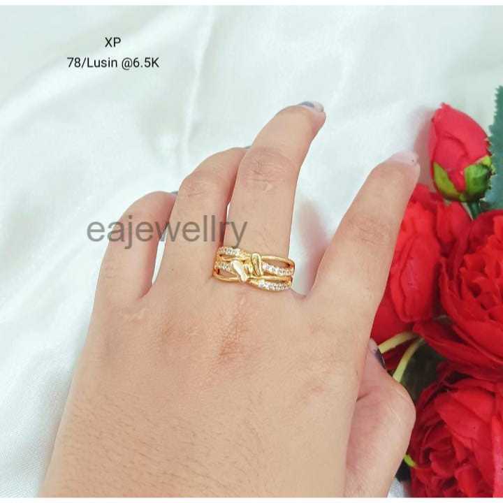 Cincin Emas Gold Asli Model 54 Realpict Berlapis Emas 24 Karat Perhiasan Wanita
