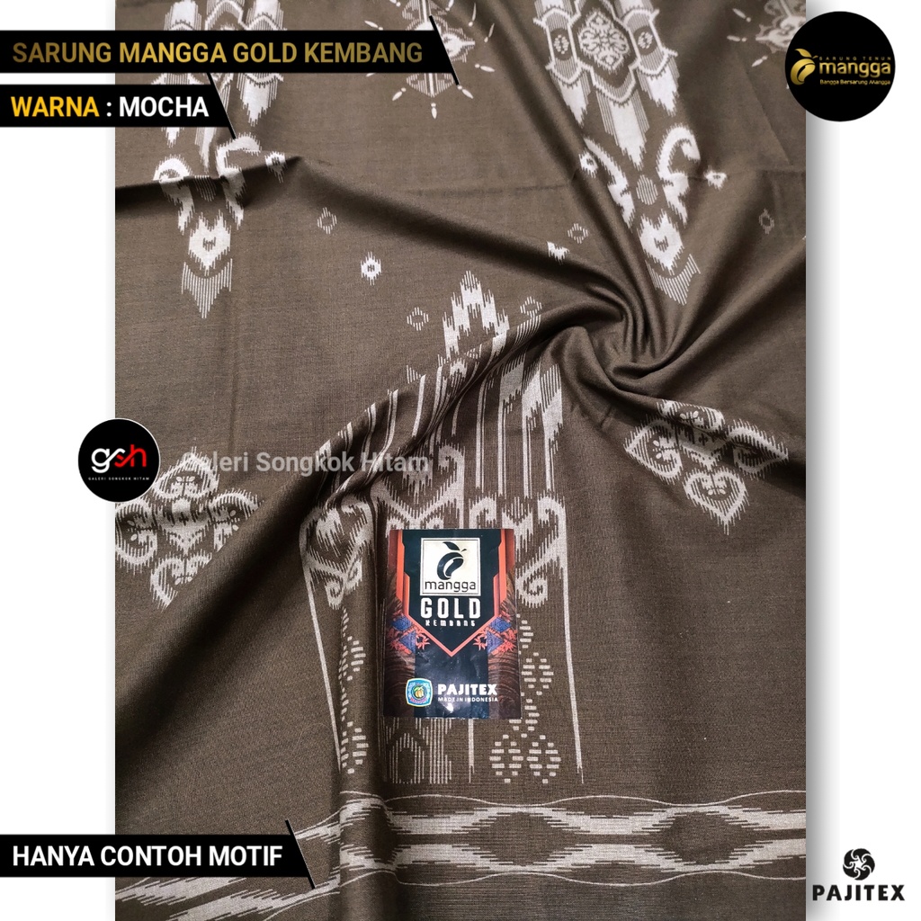 Sarung Mangga Gold Kembang MOCHA Sarung Dewasa Motif Kembang Pria Cap Mangga