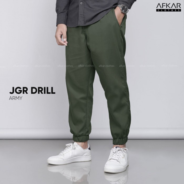 Celana sirwal jogger pria muslim - Army, M