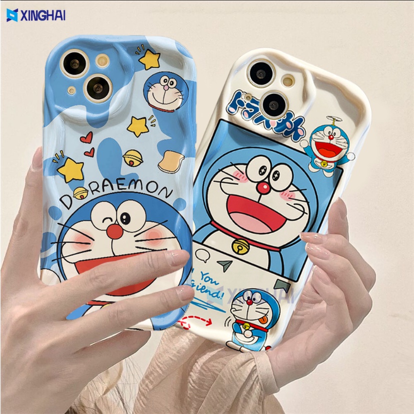 Casing hp Vivo Y17S Y27S Y36 Y27 Y02T Y20 Y02A Y35 Y12s Y11 Y17 Y16 Y21 Y15 Y12 Y30i Y22 Y15s Y20s Y22s Y21A Y12i Y21s Y15A Y33s Y91C Cute cartoon Doraemon 3D Wave Edge Soft TPU Phone Case Cover Xinhai