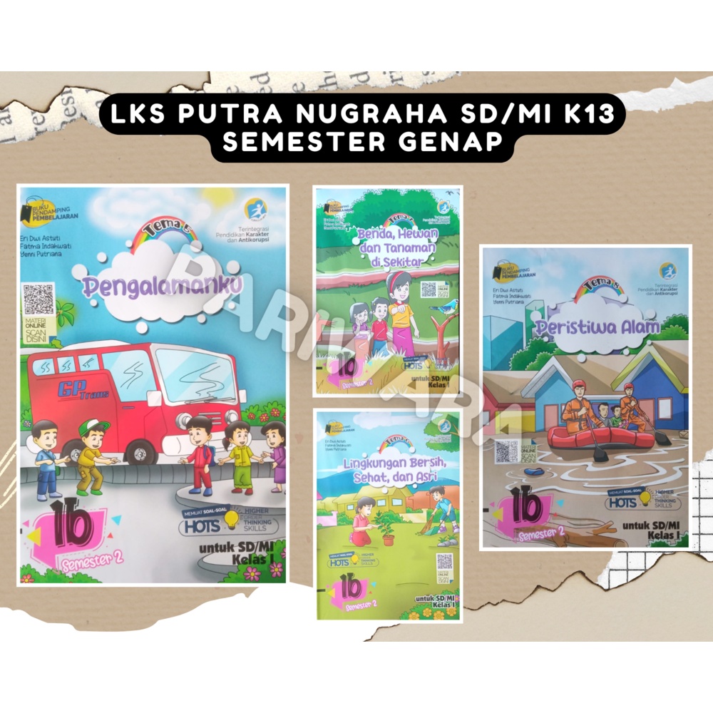 Buku LKS Putra Nugraha SD MI Kelas 1 - Genap Kurikulum K13 2023/2024 - LKS TEMATIK, BAHASA INGGRIS, 