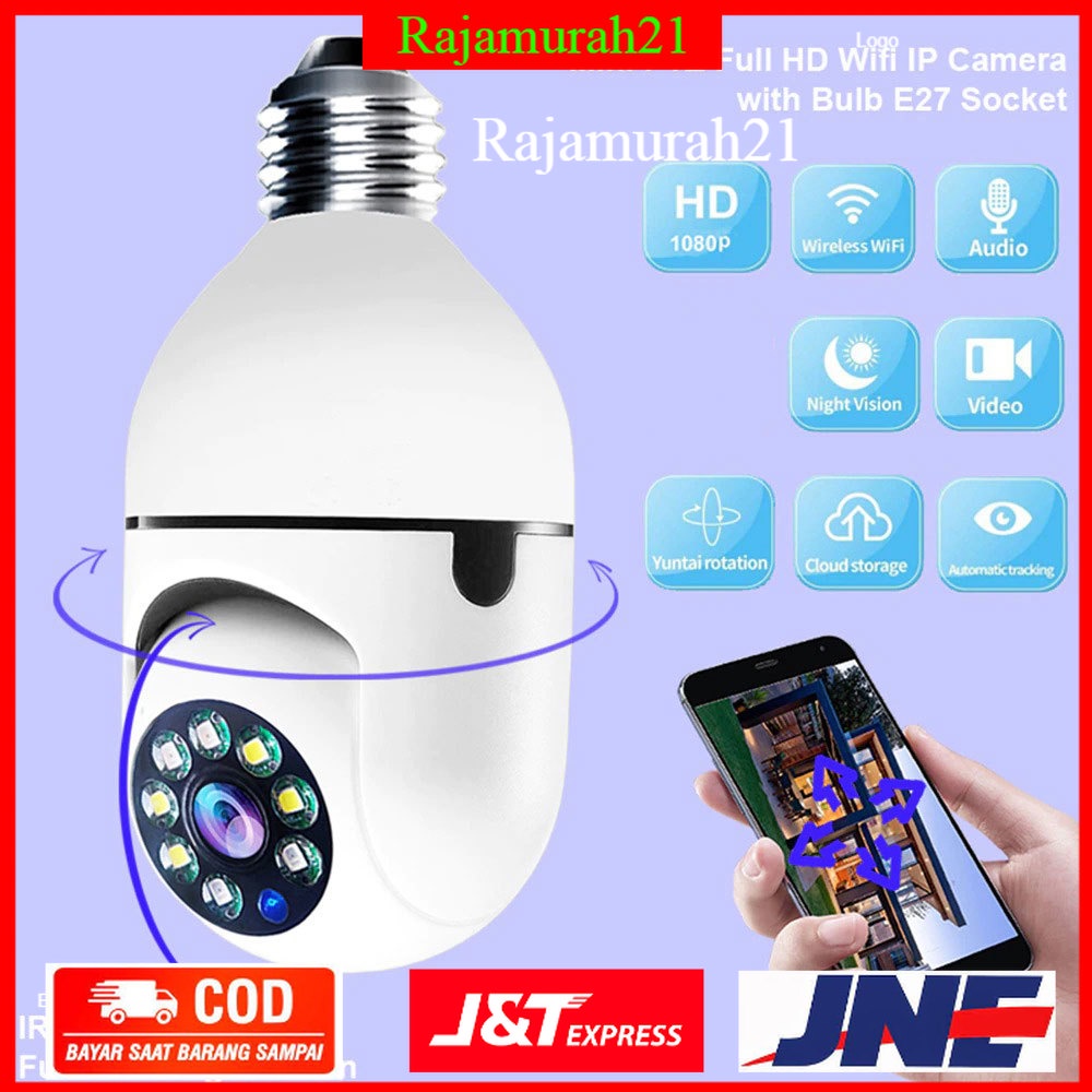 Yunyi CCTV IP Camera 1080P E27 Wireless Dual Light IR Sensor - YY012 - White - OMCC30WH