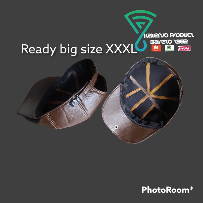 ✨MURAH✨ -topi pet pria fedora kulit asli Ready size XXL - tan, M 57-58cn