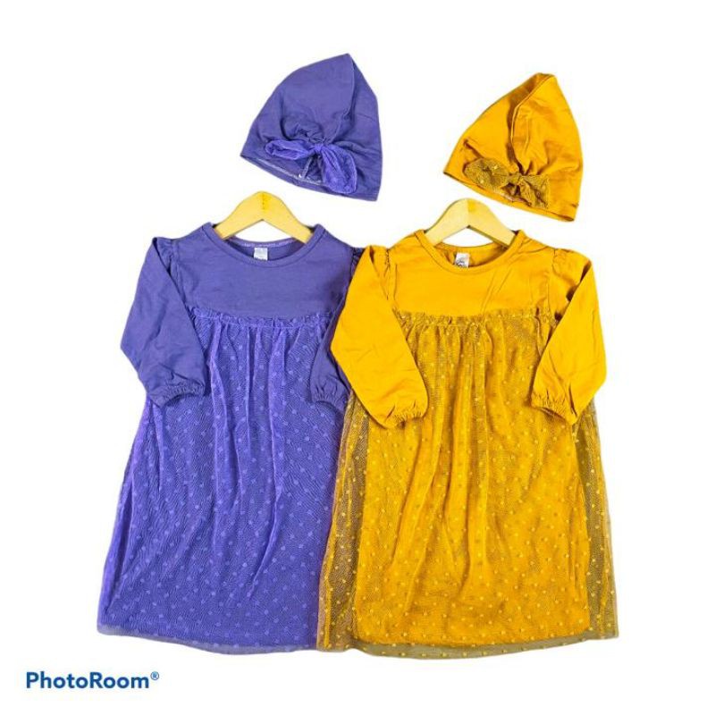 Abece 6-24 Bulan Gamis Bayi AINUN Free Turban By Little Koda