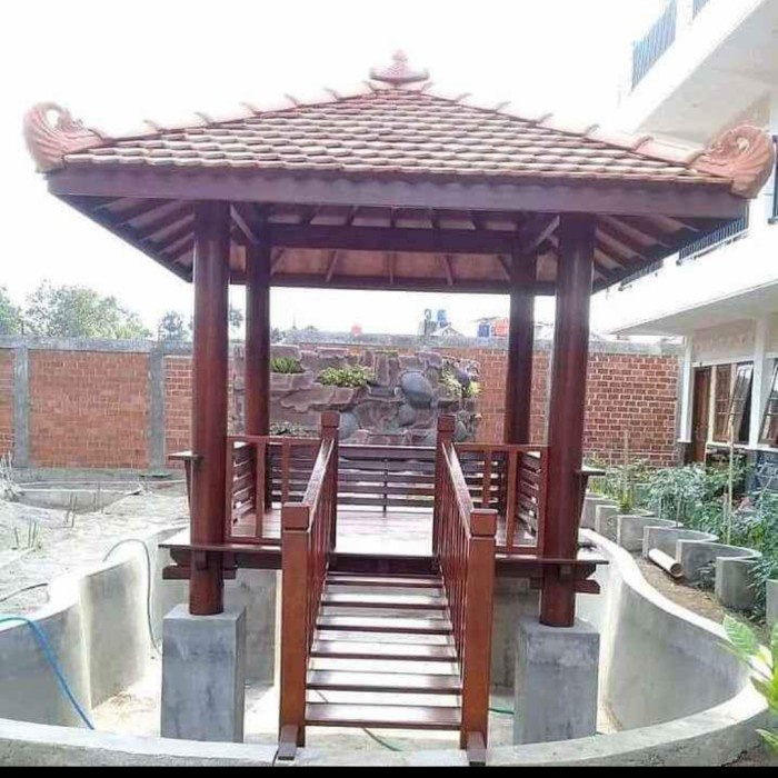 FREE ONGKIR JFS gazebo kayu jati ukir minimalis / Gazebo minimalis / gazebo bambu