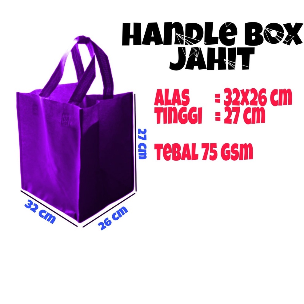 

promo Tas Spunbond Handle Box Jahit 32x27x26 cm goodie bag kotak/tas belanja,tas souvenir,promosi,ultah,tas kain polos