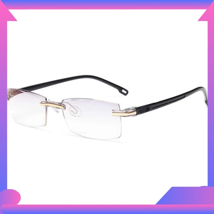 FRAMELESS Kacamata Kaca Mata Baca Rabun Dekat Plus Reading Glasses