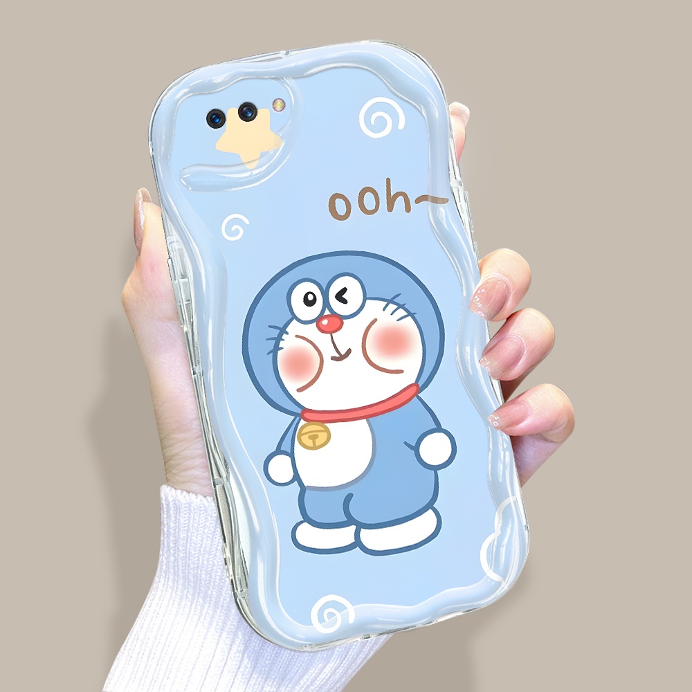 OPPO A3S A12E Untuk Phone Case Softcase Soft Hp Kesing Kartun Imut Doraemon Star Pola Pmv Cream Wave