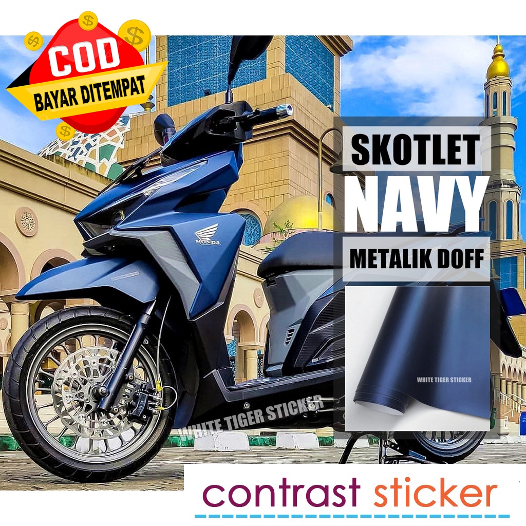 SKOTLET STIKER MOTOR BIRU NAVY METALIK DOFF SKOTLET BIRU NAVY METALIK DOFF STIKER NAVY SCOTLITE NAVI